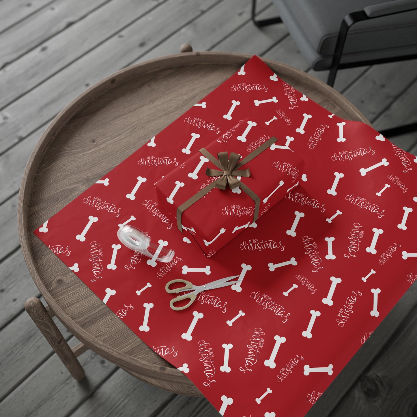 Festive Dog Bone Wrapping Paper for Christmas