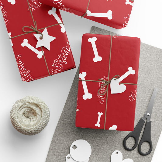 Festive Dog Bone Wrapping Paper for Christmas