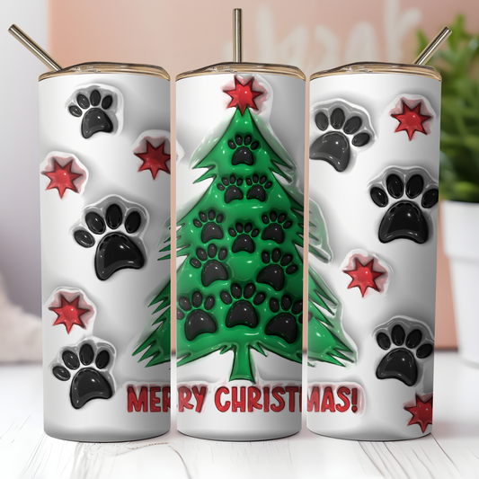 Merry Christmas paw tree Tumbler